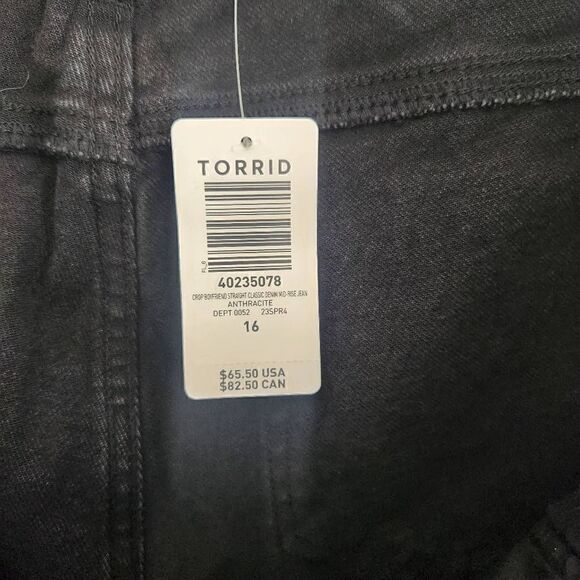 Torrid Womens Jeans 16 Plus Size Boyfriend Crop Straight Mid Rise Pants Gray Bla - Picture 5 of 6